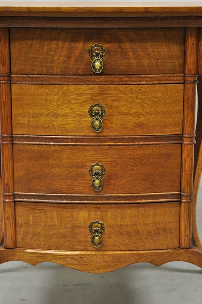 Antique Victorian Art Nouveau Golden Oak 4 Drawer Sewing Work Stand Side Table