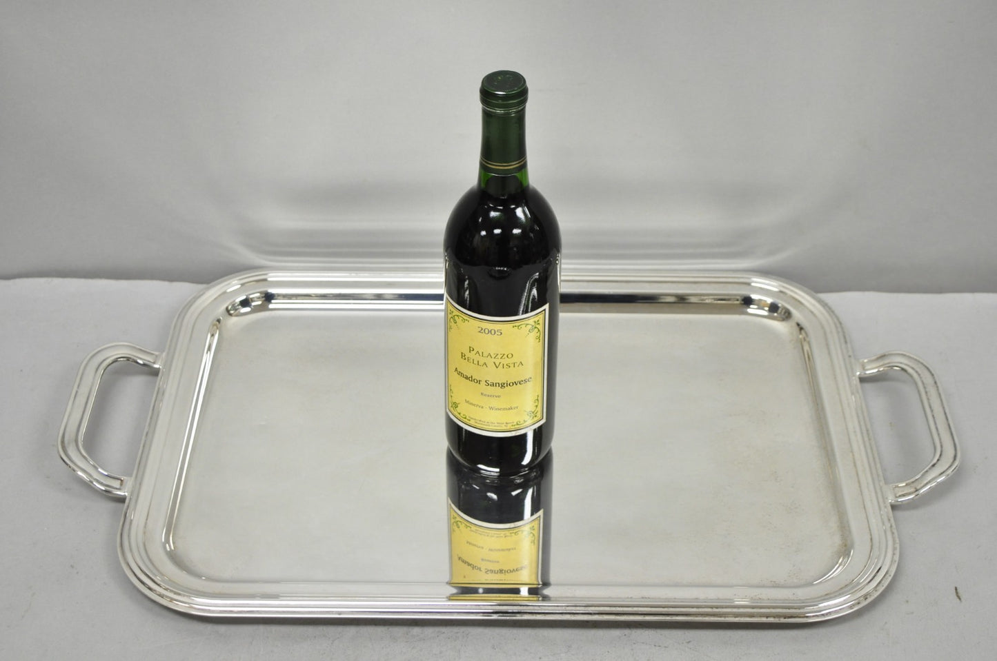 Contemporary Modern Landes Silver Plated Rectangular Bar Serving Platter Tray