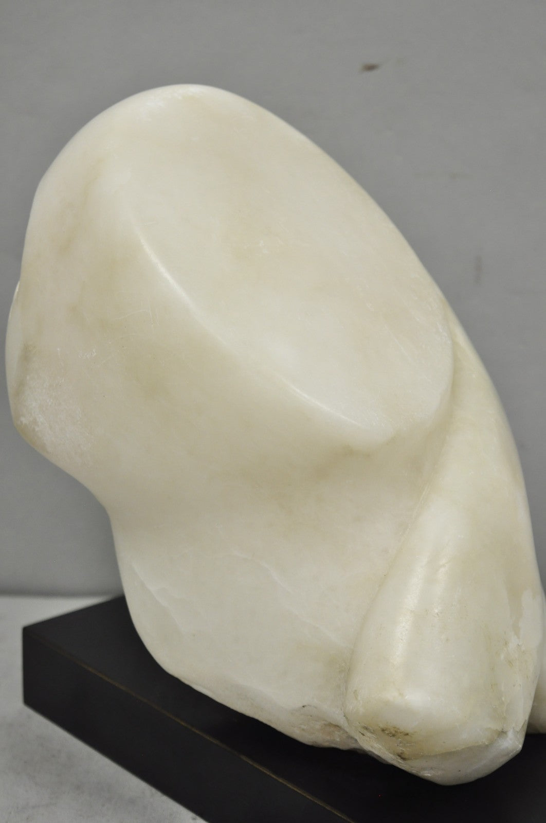 Vintage Modernist Abstract Carved Alabaster Marble Female Bust Figure Sculpture