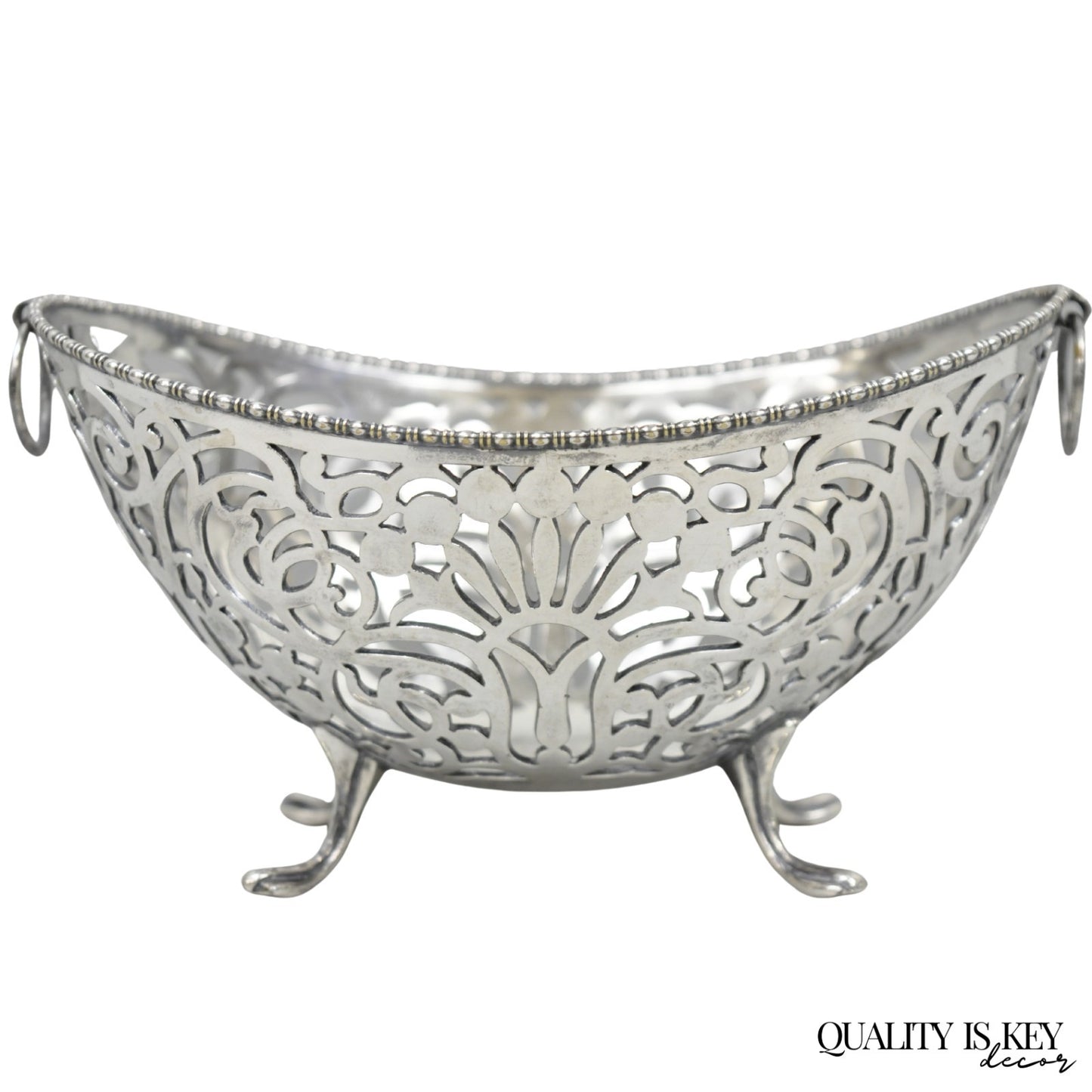Antique Pairpoint Small Silver Plated Pierced Scrollwork Candy Dish Bowl Basket