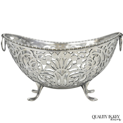 Antique Pairpoint Small Silver Plated Pierced Scrollwork Candy Dish Bowl Basket