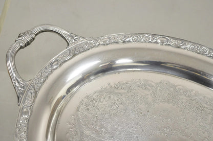 Antique Victorian Rose WM Rogers & Son Oval Silver Plated Serving Platter Tray
