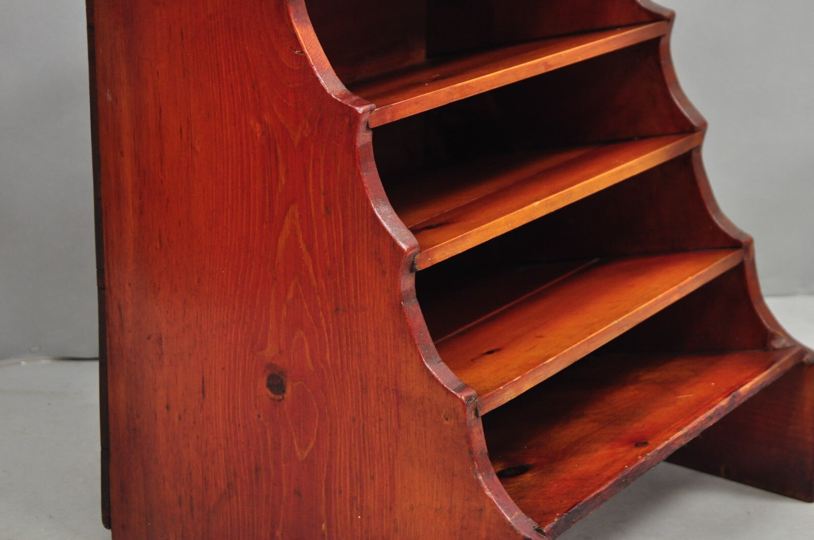 Antique French Country Primitive Pine Wood Farmhouse Magazine Rack Book Stand