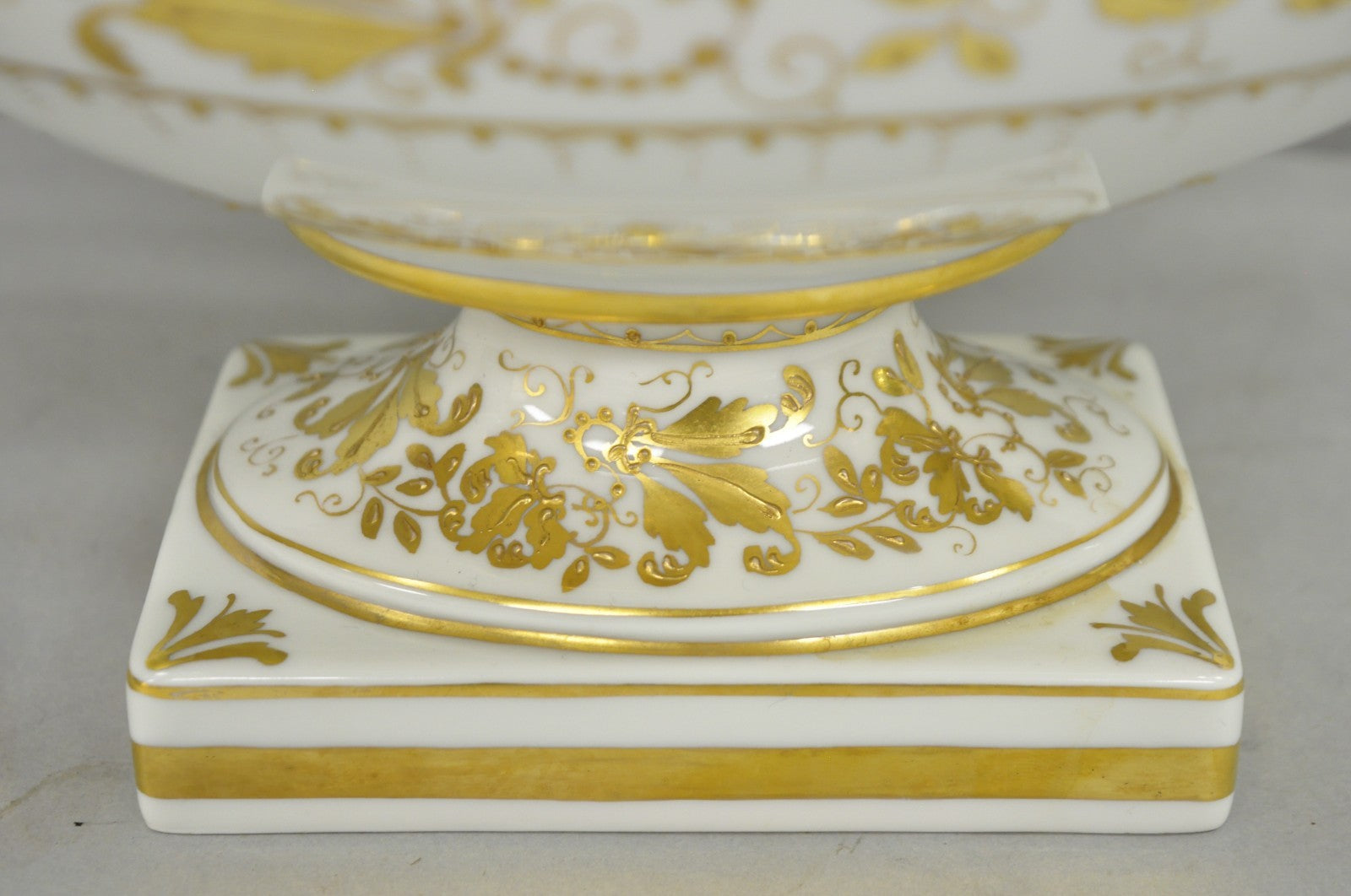 Antique Limoges French Regency White & Gold Porcelain Swan Urn Vase Cachepot