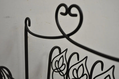 Vintage French Style Scrolling Wrought Iron Magazine Rack Stand with Heart