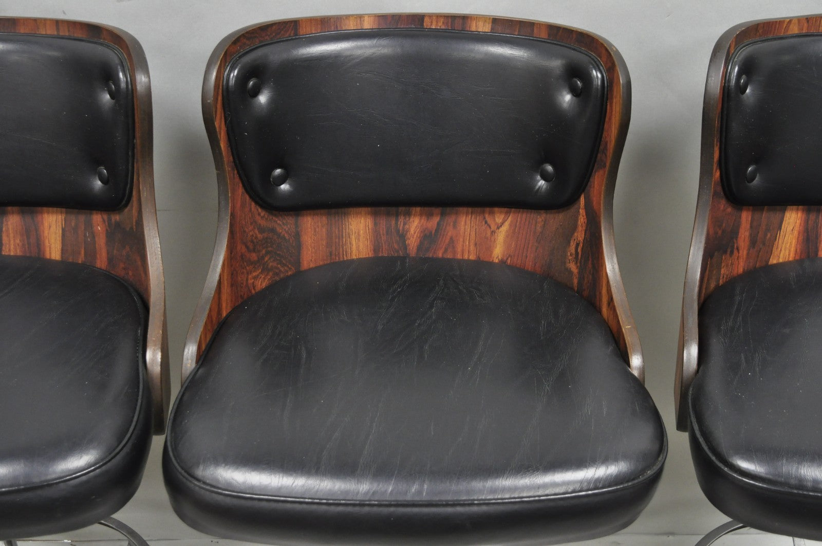 Vintage Daystrom Mid Century Modern Faux Rosewood Laminate Barstools - Set of 4