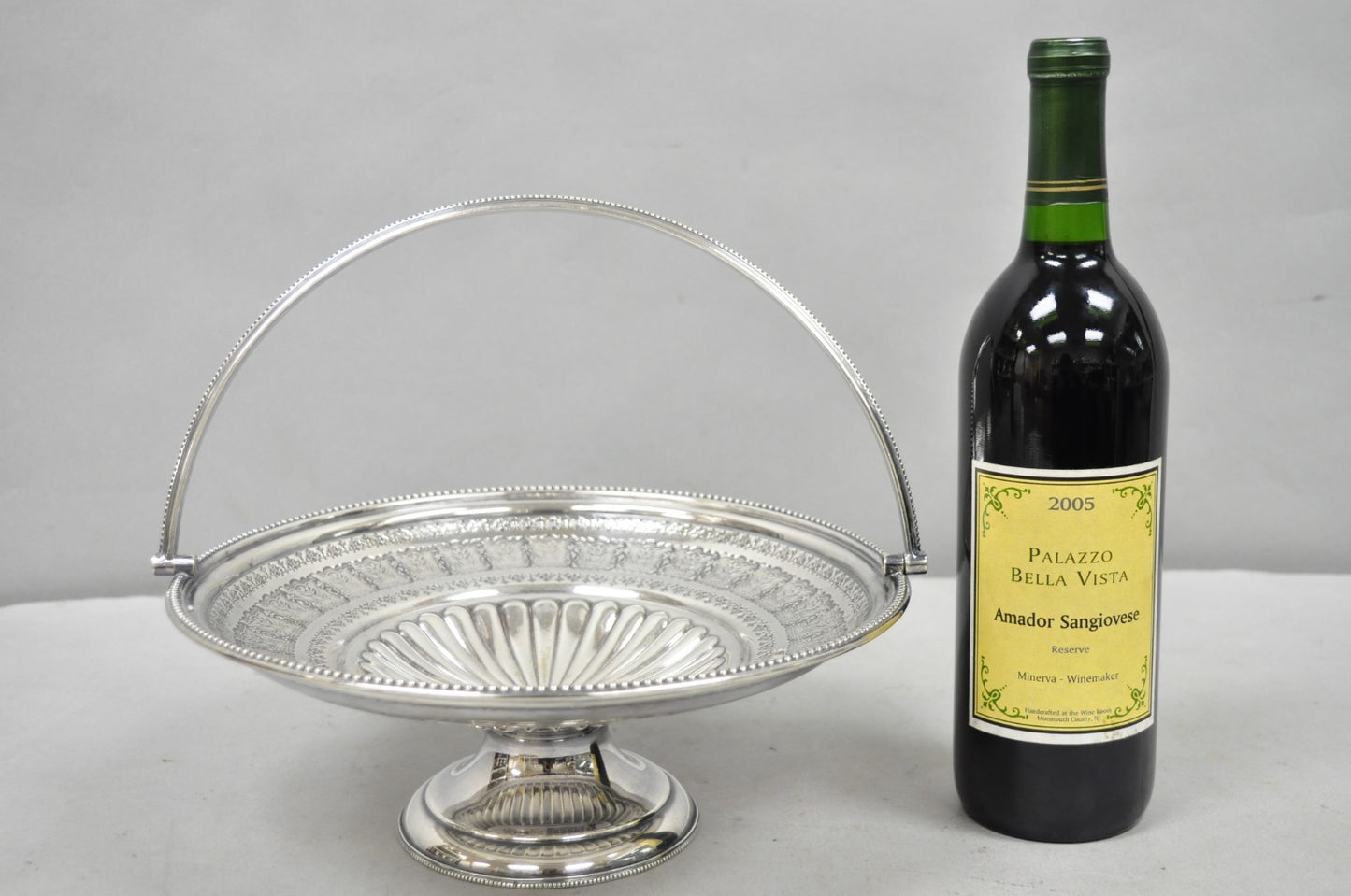 Antique Walker & Hall Silver Plated Swing Handle Pedestal Fruit Bride's Basket