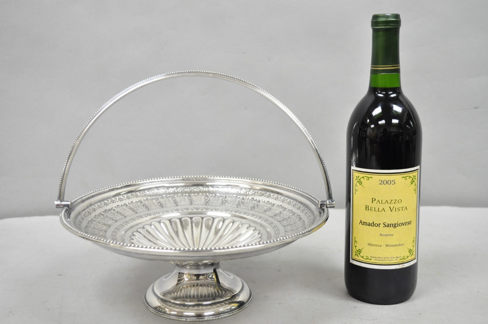 Antique Walker & Hall Silver Plated Swing Handle Pedestal Fruit Bride's Basket