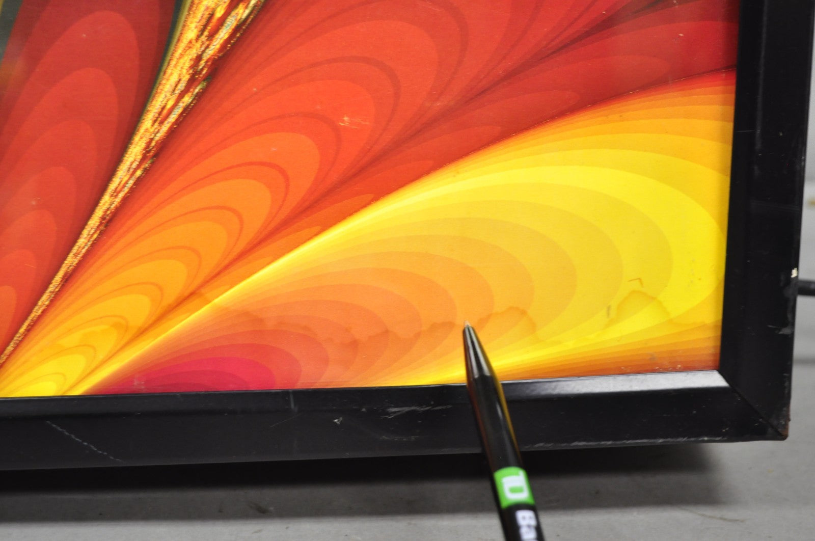 Vintage 1990s Illuminated Shadowbox Psychedelic Wall Art Framed Poster 30x24