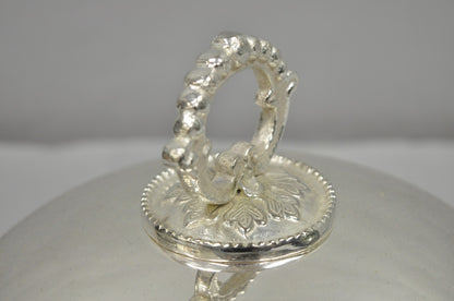 Vintage English Edwardian Style Silver Plated 10" Round Serving Dish Plate Cover