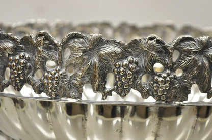 Antique Victorian Silver Plate Grapevine Oval Twin Handle Centerpiece Fruit Bowl