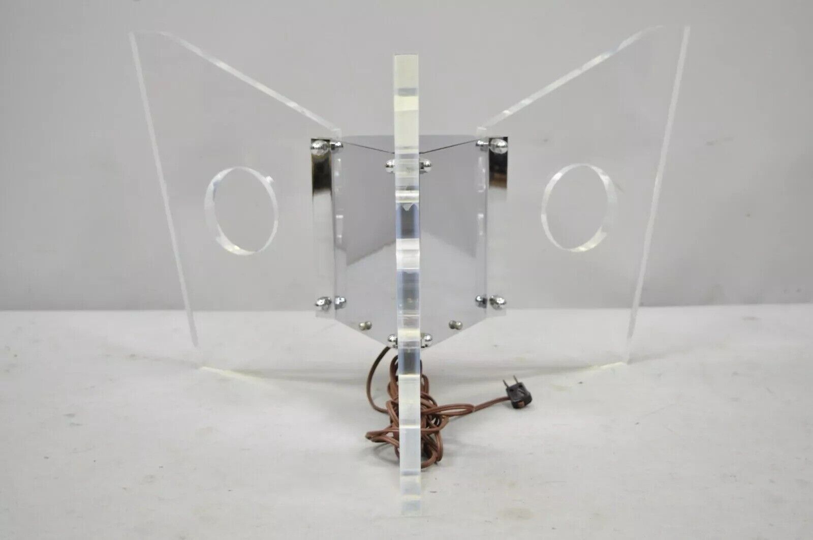 Illuminated Mid Century Modern Lucite & Chrome Butterfly Coffee Table Base