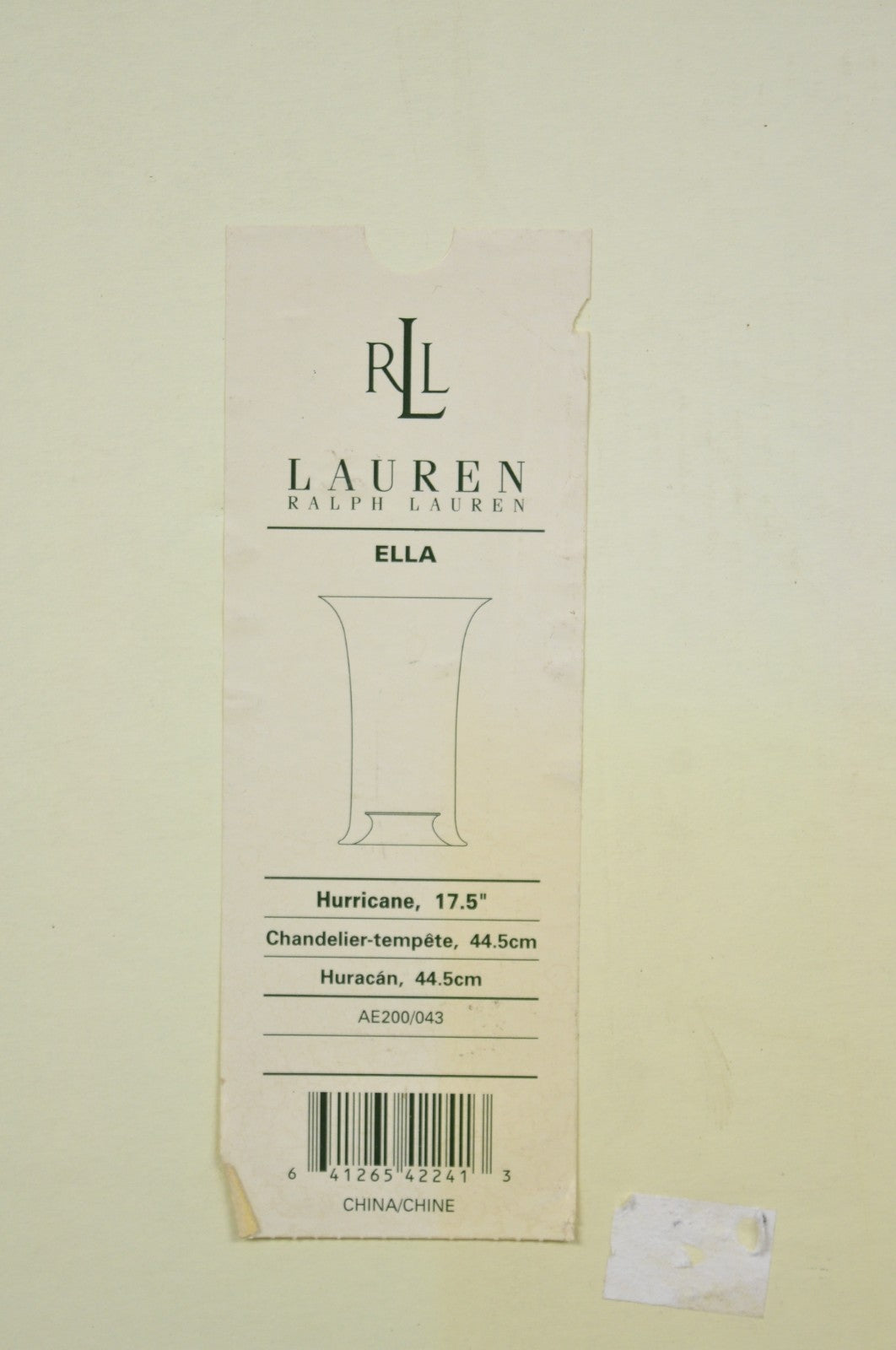 Ralph Lauren "Ella" Lauren Glass Fluted Hurricane Lamp Candle Holder AE200/043