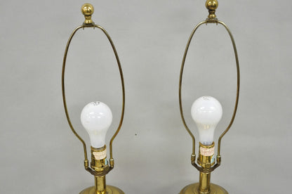 Vintage Ethan Allen Brass Jardiniere Tulip Flower Chinoiserie Table Lamps a Pair
