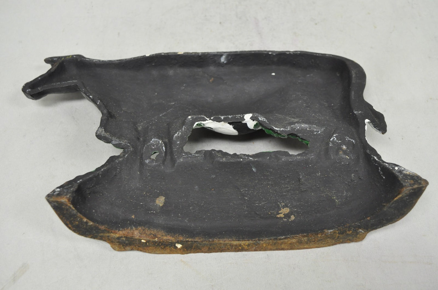 Antique Black and White Dairy Cow Cast Iron Painted Large Figural Door Stop