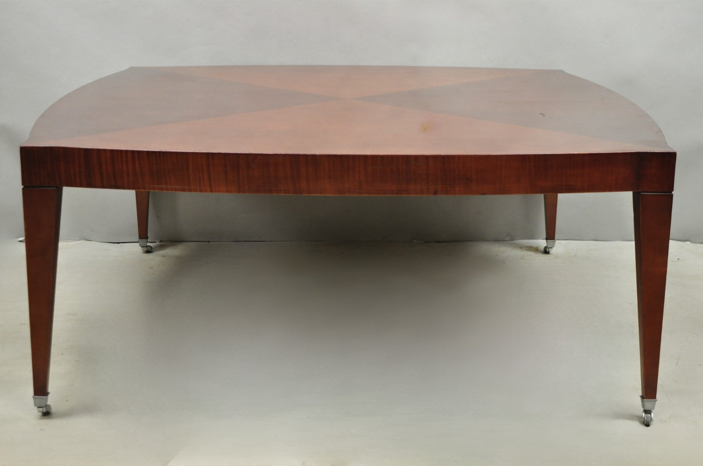 Baker Harlequin Modern Cross Inlay Top Large Coffee Cocktail Table on Wheels
