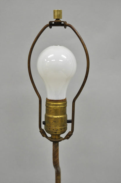 Antique French Victorian Neoclassical Small Gilt Brass Winged Maiden Table Lamp