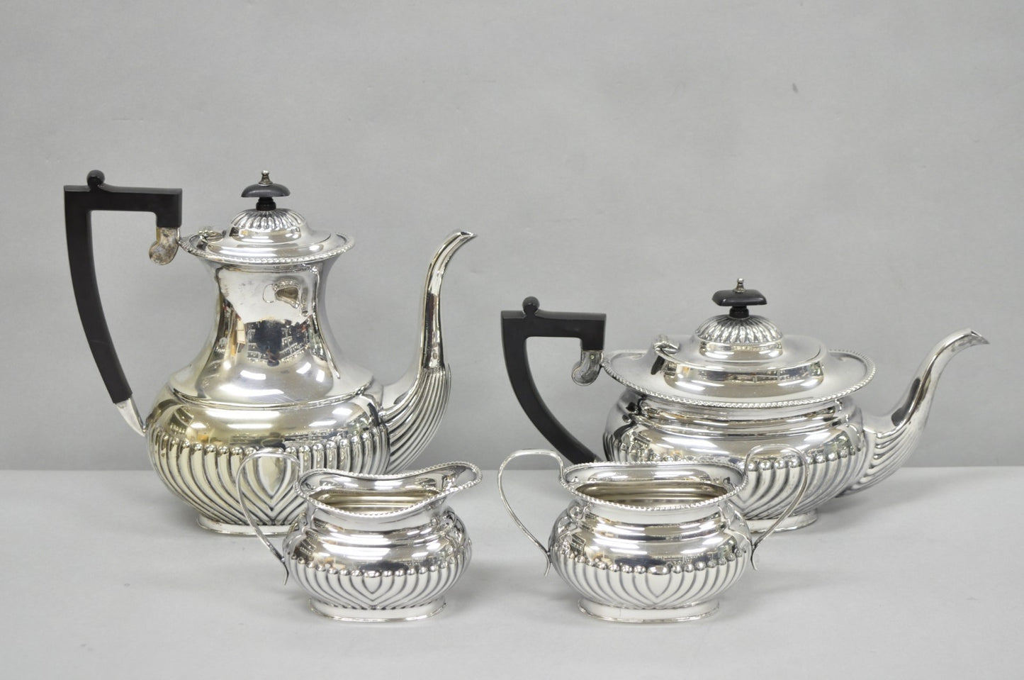 Antique English Sheffield B. Altman Art Deco Silver Plated Tea Service Set, 4 Pc