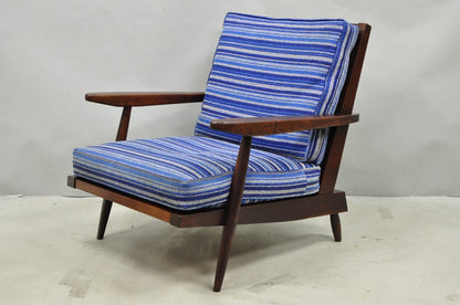 Vintage George Nakashima Spindle Back Black Walnut "Cushion" Lounge Arm Chair