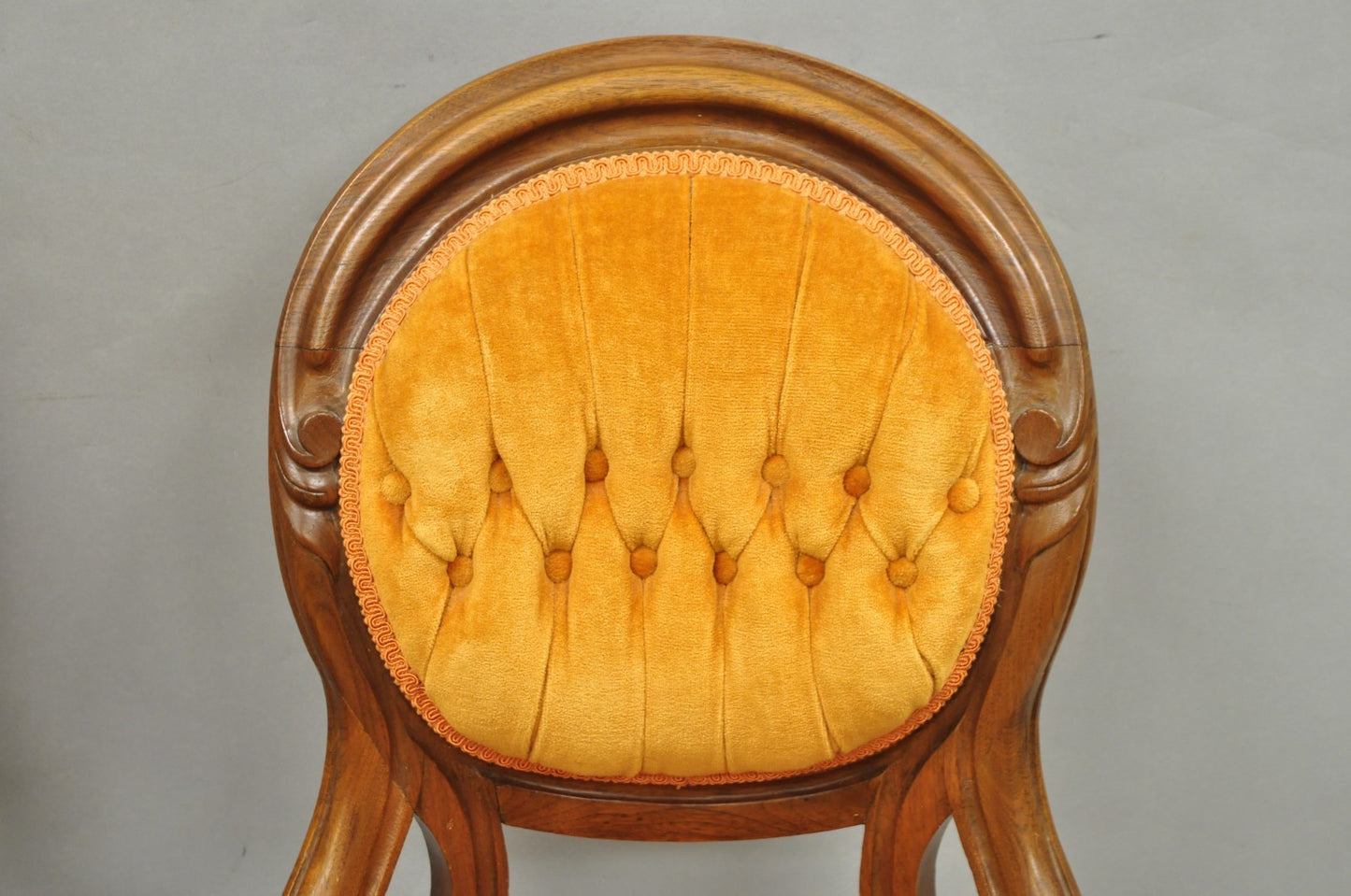 Antique Eastlake Victorian Carved Walnut Orange Parlor Side Chairs - a Pair