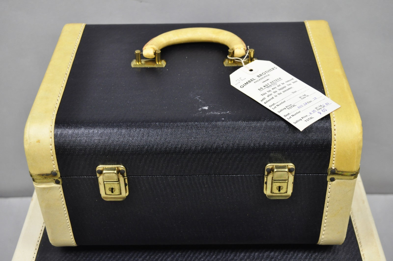 Vintage Art Deco Black & White Hard Case Travel Luggage Suitcase - 2 Pc Set