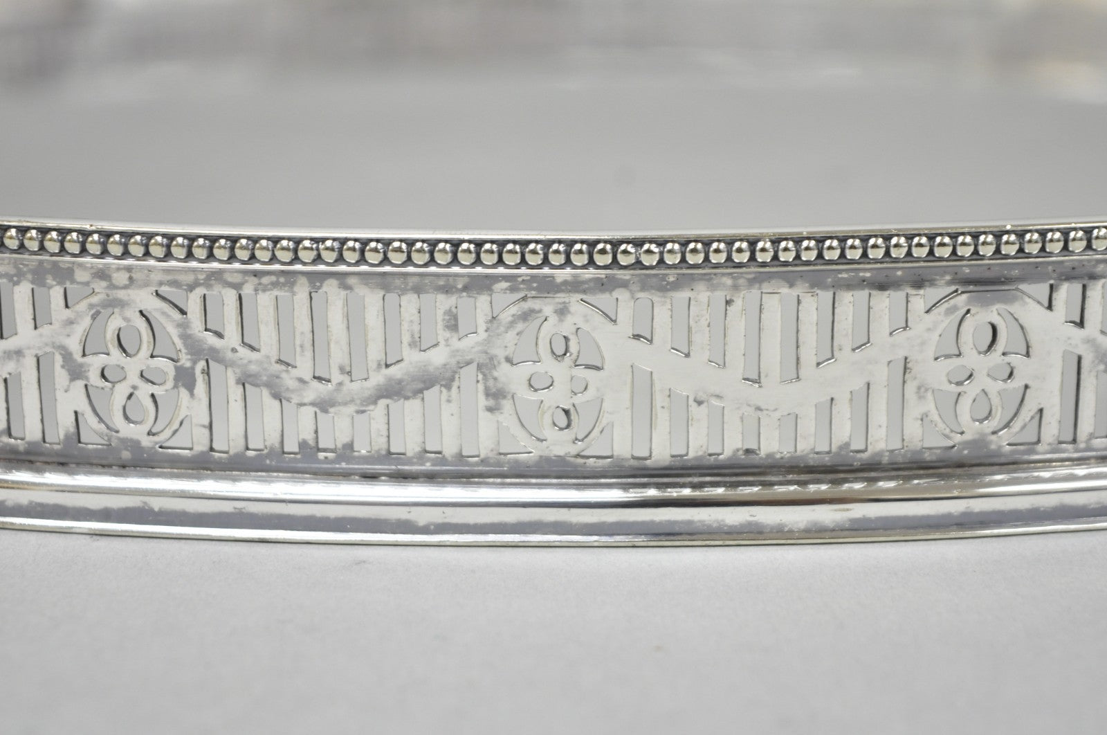 Antique English Sheffield Edwardian Silver Plated Oval Serving Platter Tray