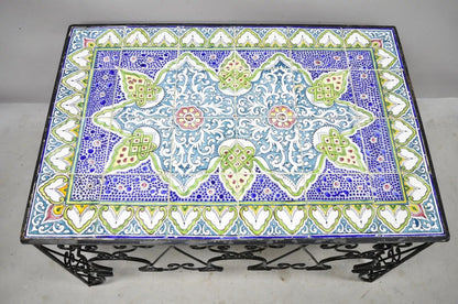 Arts & Crafts Ceramic California Tile Wrought Iron Coffee Table attr. Catalina