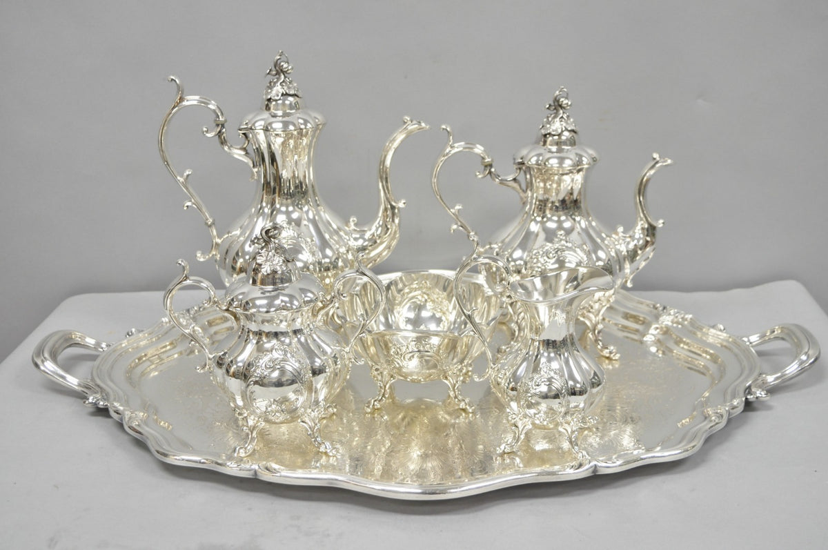 Vintage Reed & Barton Winthrop Shield 1795 E Silver Plated Tea Set - 6 Pc Set