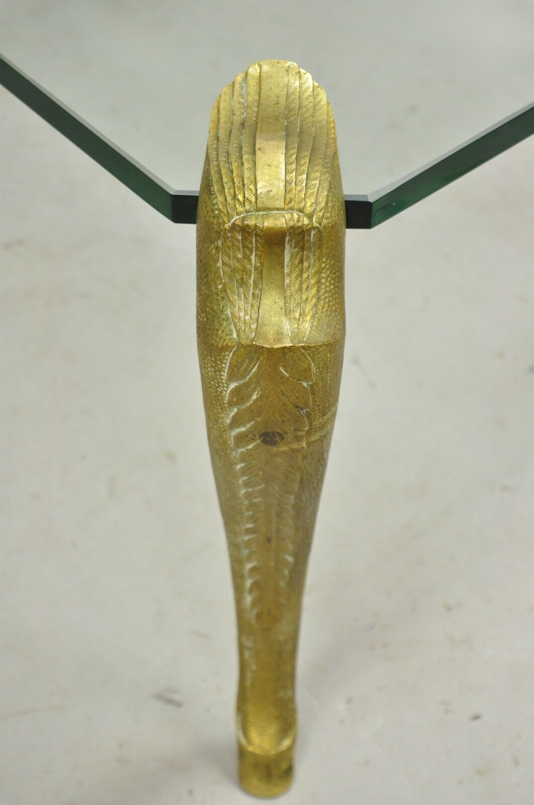 Vintage Hollywood Regency P.E. Guerin Style Gilt Bronze Brass & Glass Side Table