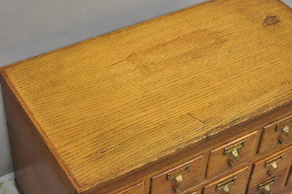 Antique Arts & Crafts Library 15 Drawer Mission Oak Stacking Card File Cabinet