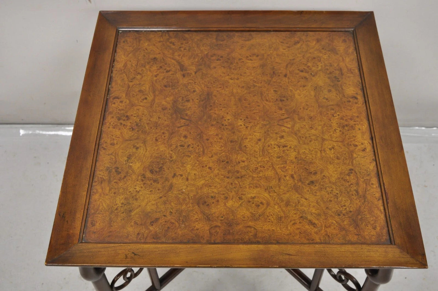 Michael Taylor for Baker Far East Asian Burl Wood Square Occasional Side Table