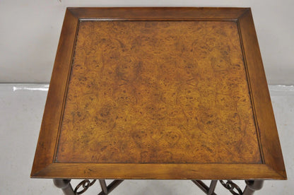 Michael Taylor for Baker Far East Asian Burl Wood Square Occasional Side Table