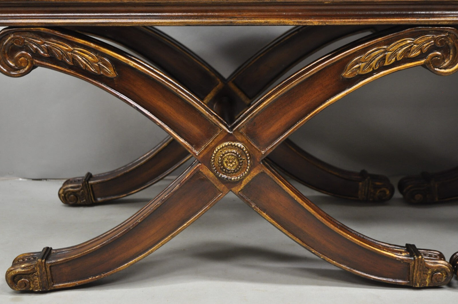 Ethan Allen Alexis X-Frame Regency Style Curule Footstool Stool Ottoman - a Pair