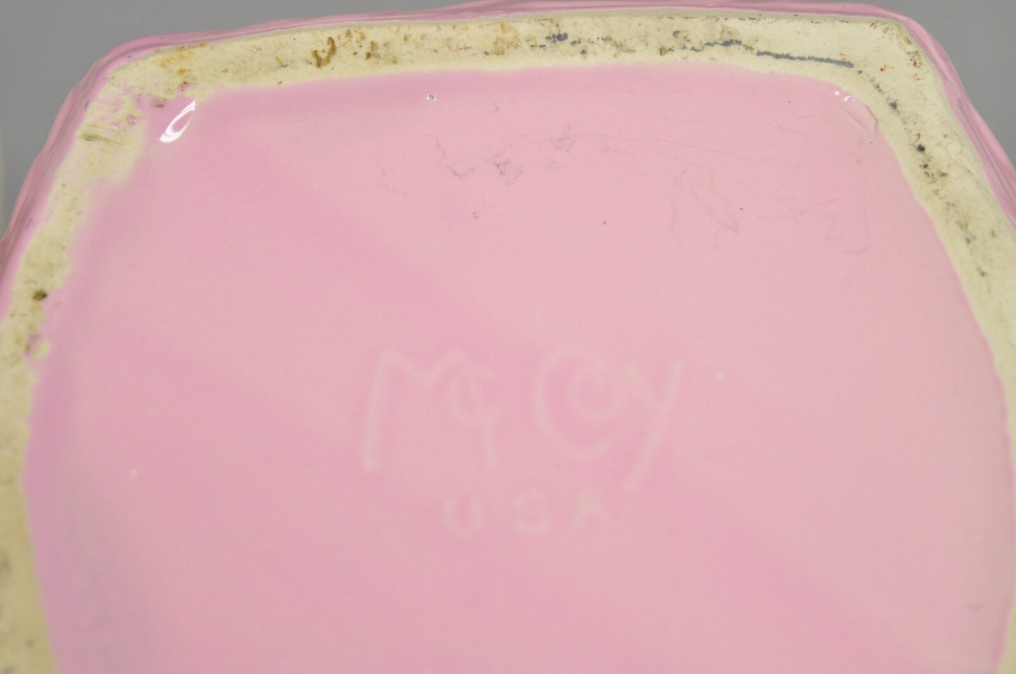 Vintage McCoy Pottery White and Black Cat Kitten Kitty in Pink Basket Cookie Jar