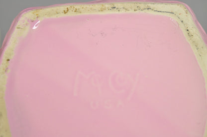 Vintage McCoy Pottery White and Black Cat Kitten Kitty in Pink Basket Cookie Jar