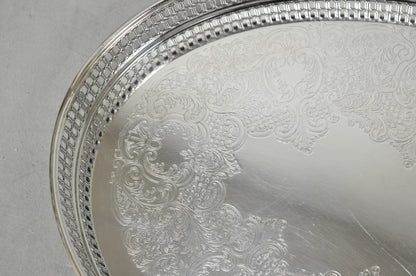 Vintage William Adams WA Italy Silver Plated Oval Raised Gallery Bar Tray