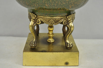 Vintage French Neoclassical Style Green Porcelain James Mont Style Table Lamp