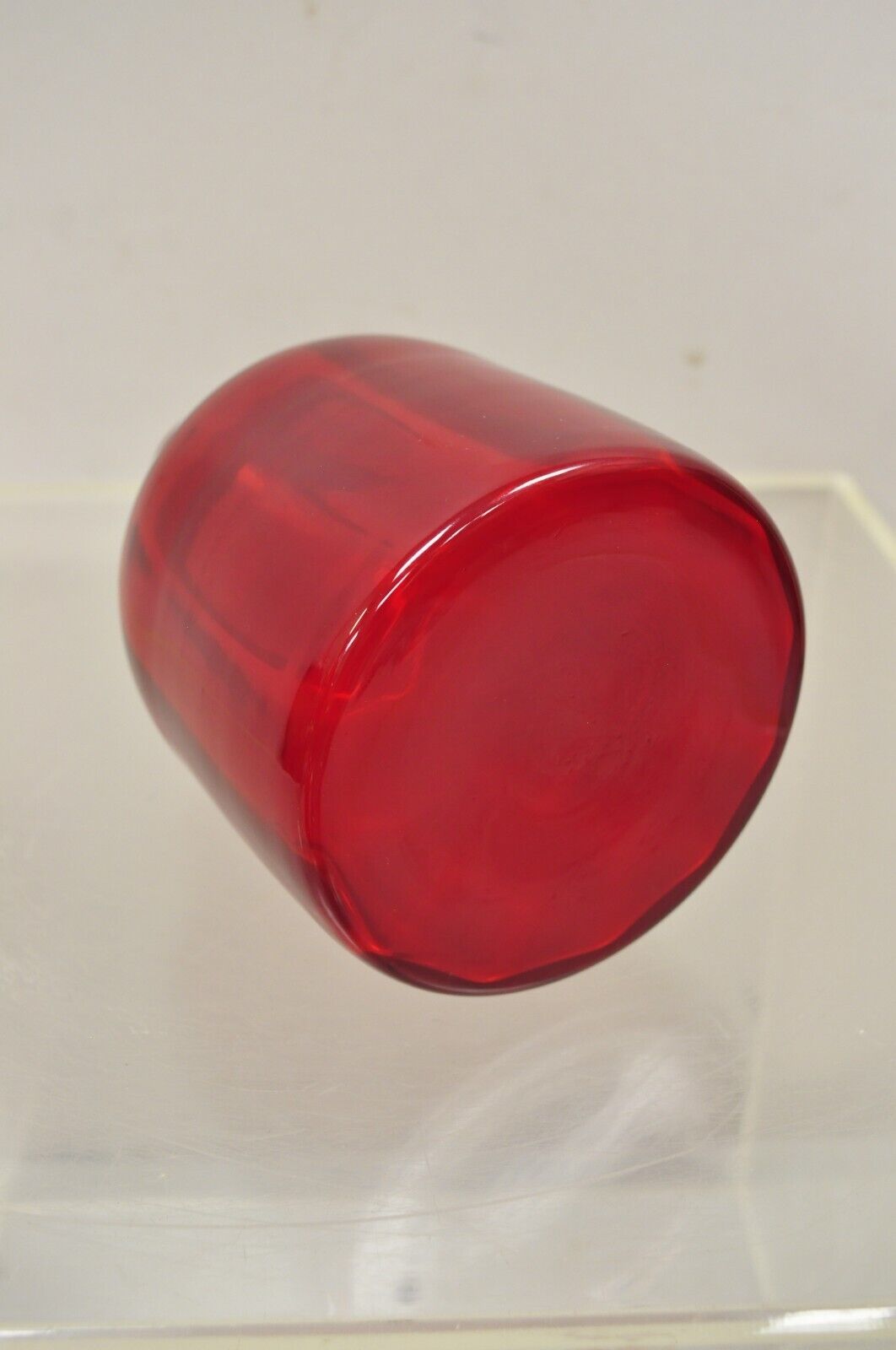 Large Blenko Red Blown Art Glass Vase Vessel Jug with Stopper