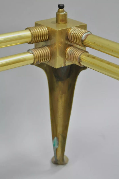 Vintage Hollywood Regency Brass Queen Anne Legs Square Coffee Table Base