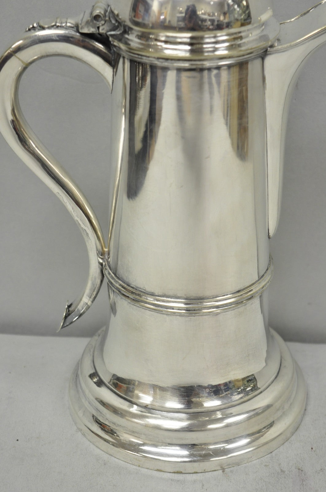 Antique English Regency Silver Plated Flagon Pitcher w/ Heart Handle