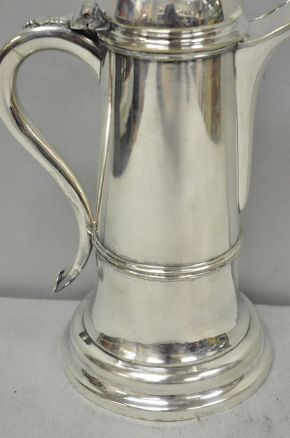 Antique English Regency Silver Plated Flagon Pitcher w/ Heart Handle