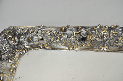 French Renaissance Bacchanal Scene Silver Plated Bacchus Figural Platter Tray