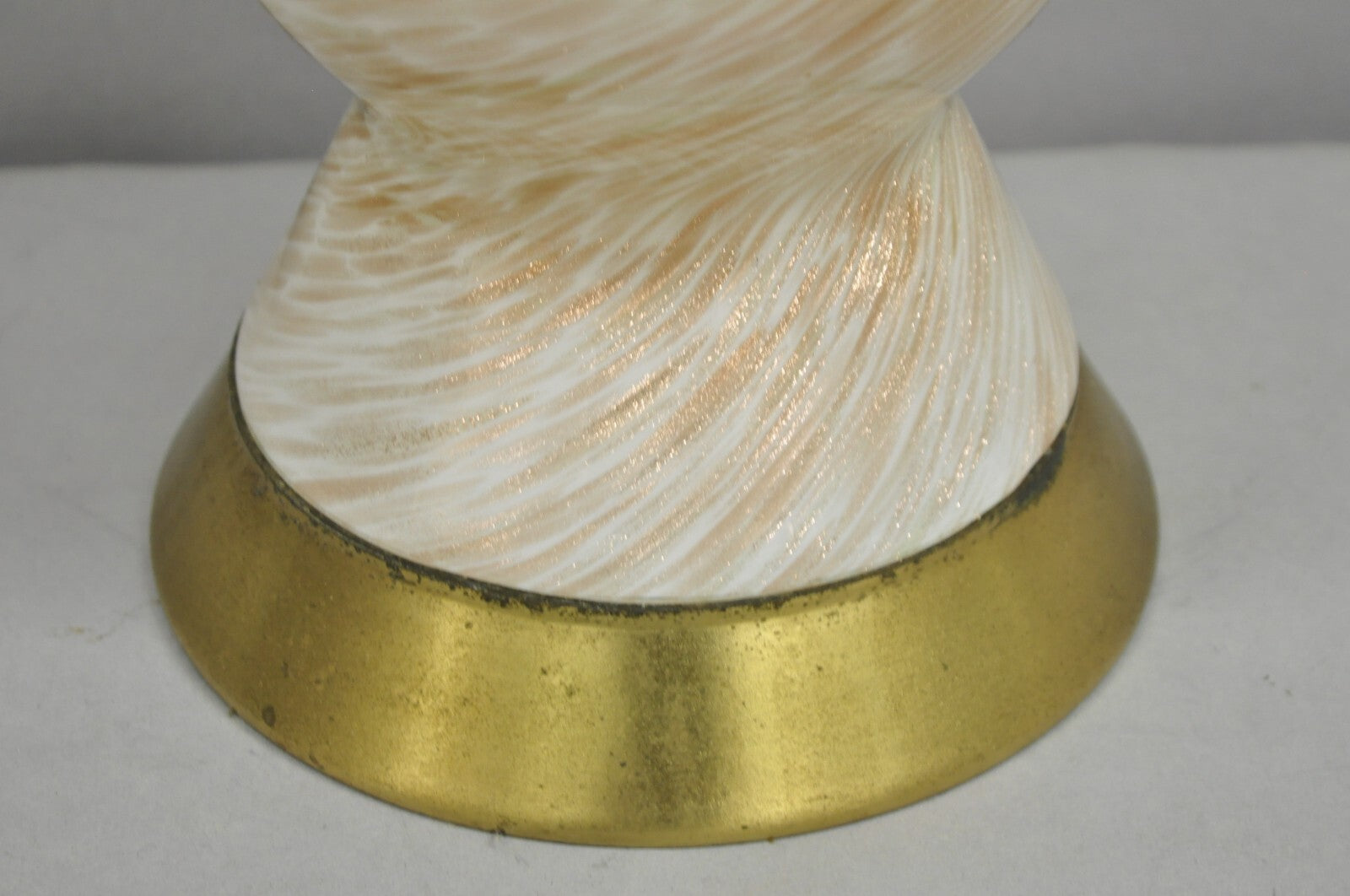 Vintage Mid Century Modern Italian Glass Murano Swirl Table Lamp w/ Gold Flecks