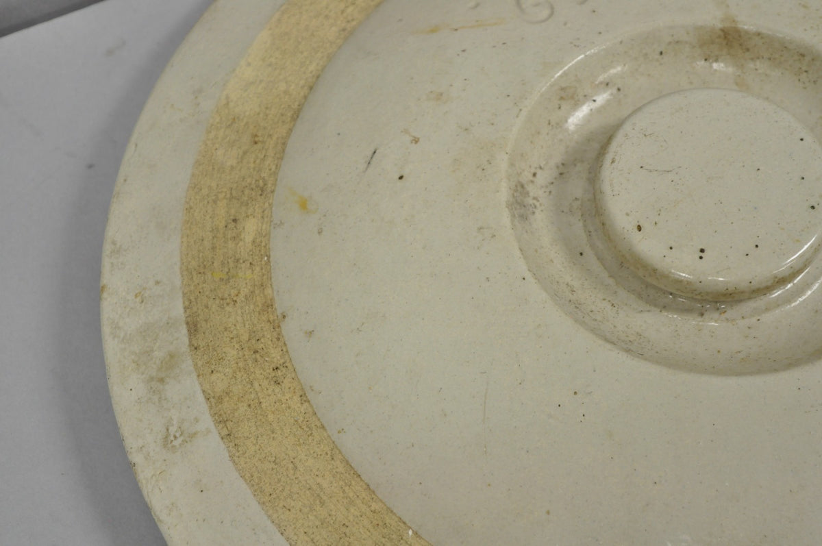 Antique American Primitive Salt Glazed Ceramic 15 Gallon Crock Pot Lid Cover