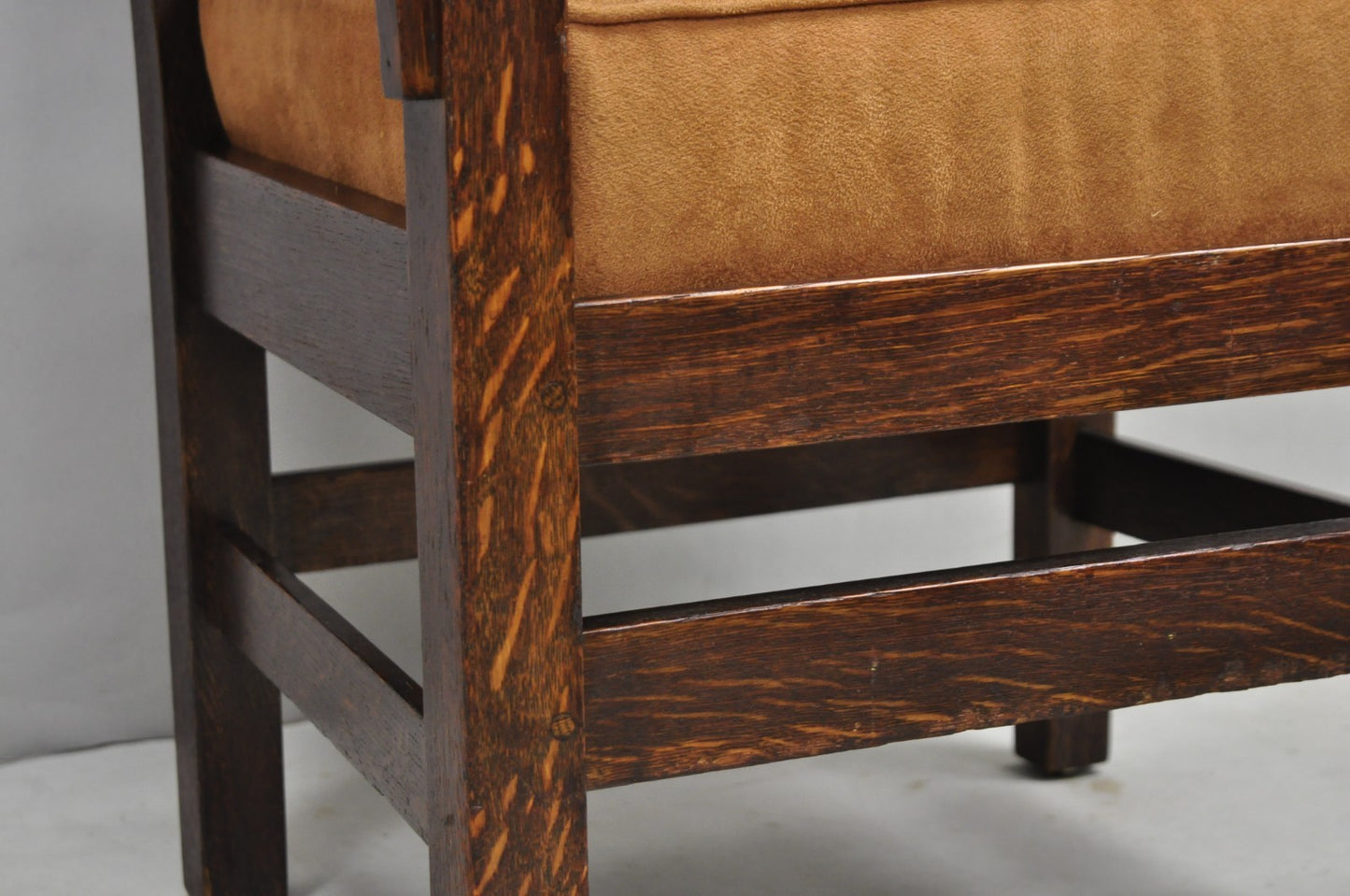 Antique Stickley & Brandt Mission Oak Arts & Crafts Arm Chair with Drop Seat