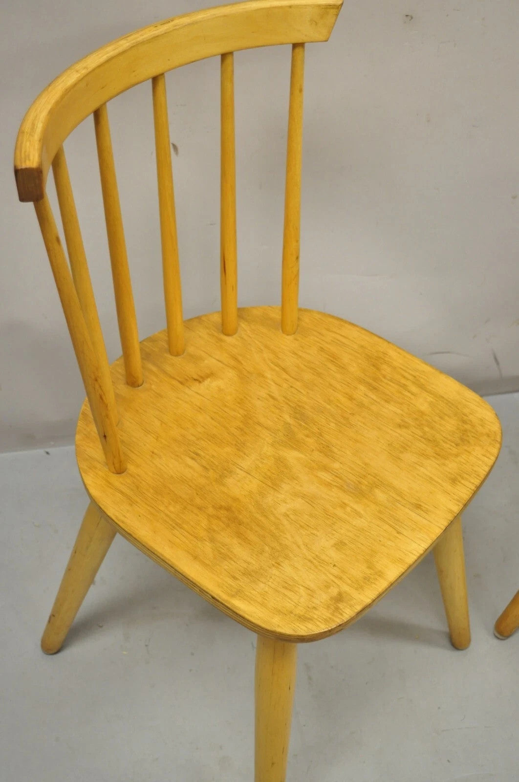 Vintage Mid Century Modern Spindle Back Birch Maple Side Chairs - a Pair