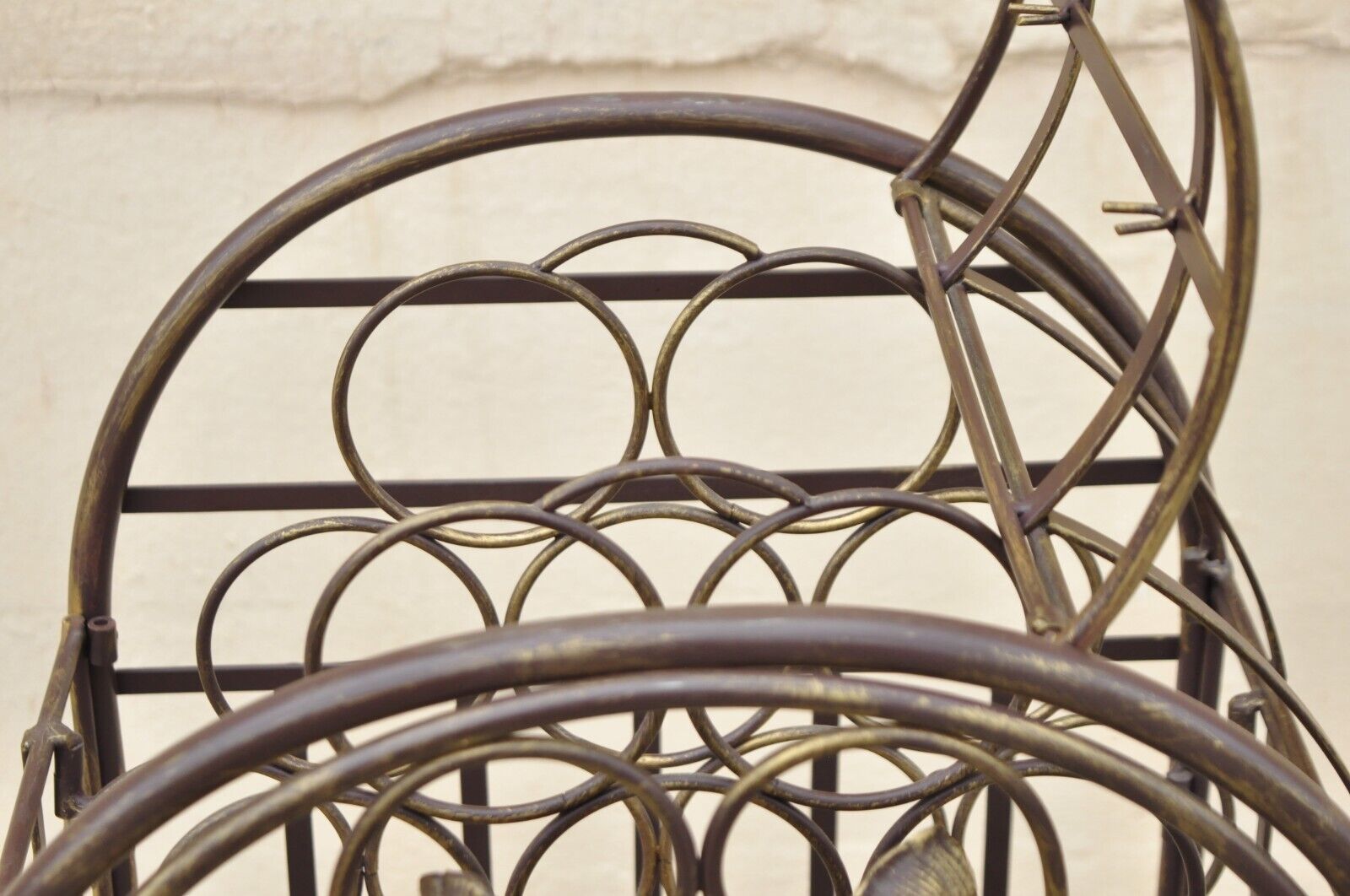 Wrought Iron 37 Wine Bottle Slot Holder Stand with Door Victorian Style