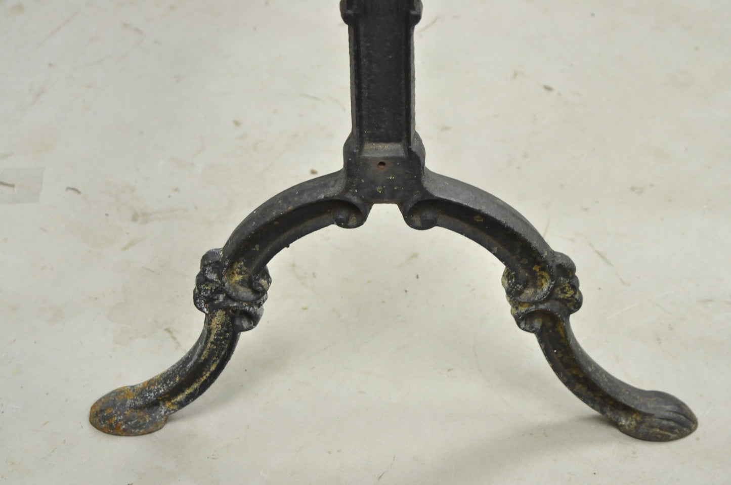 Antique French Victorian Cast Iron Pastry Table Base Marble Top Console Table
