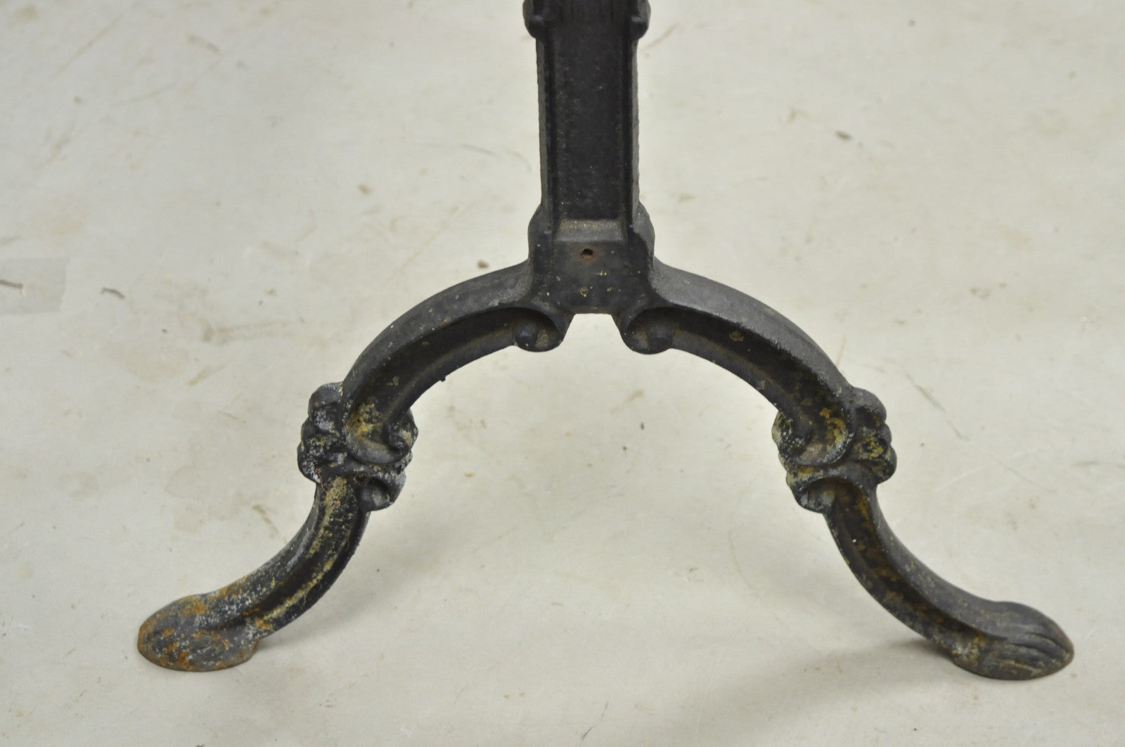 Antique French Victorian Cast Iron Pastry Table Base Marble Top Console Table