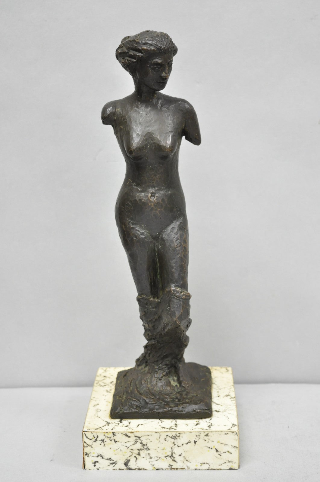Vintage Mid Century Modern Bronze Nude Woman Sculpture Figure Signed "A RISI"